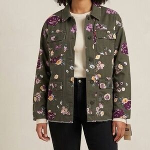 Levi's Floral Printed Field Denim Jacket in an army green color.